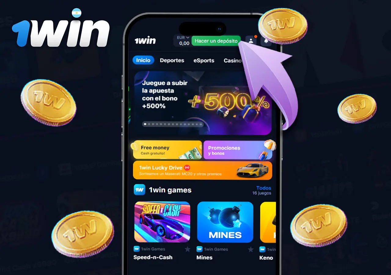 Depósito en la aplicación 1win