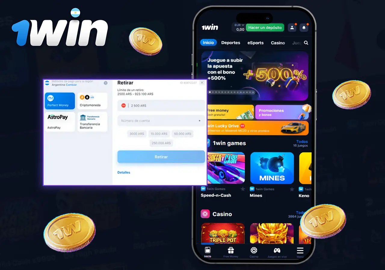 Retirada de fondos en la aplicación 1win