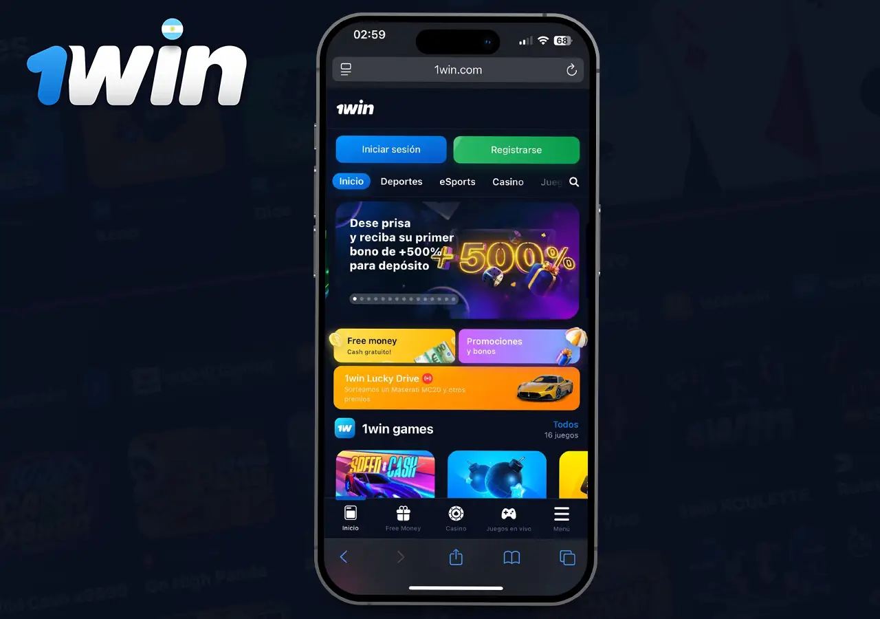 Información sobre la versión móvil de 1Win